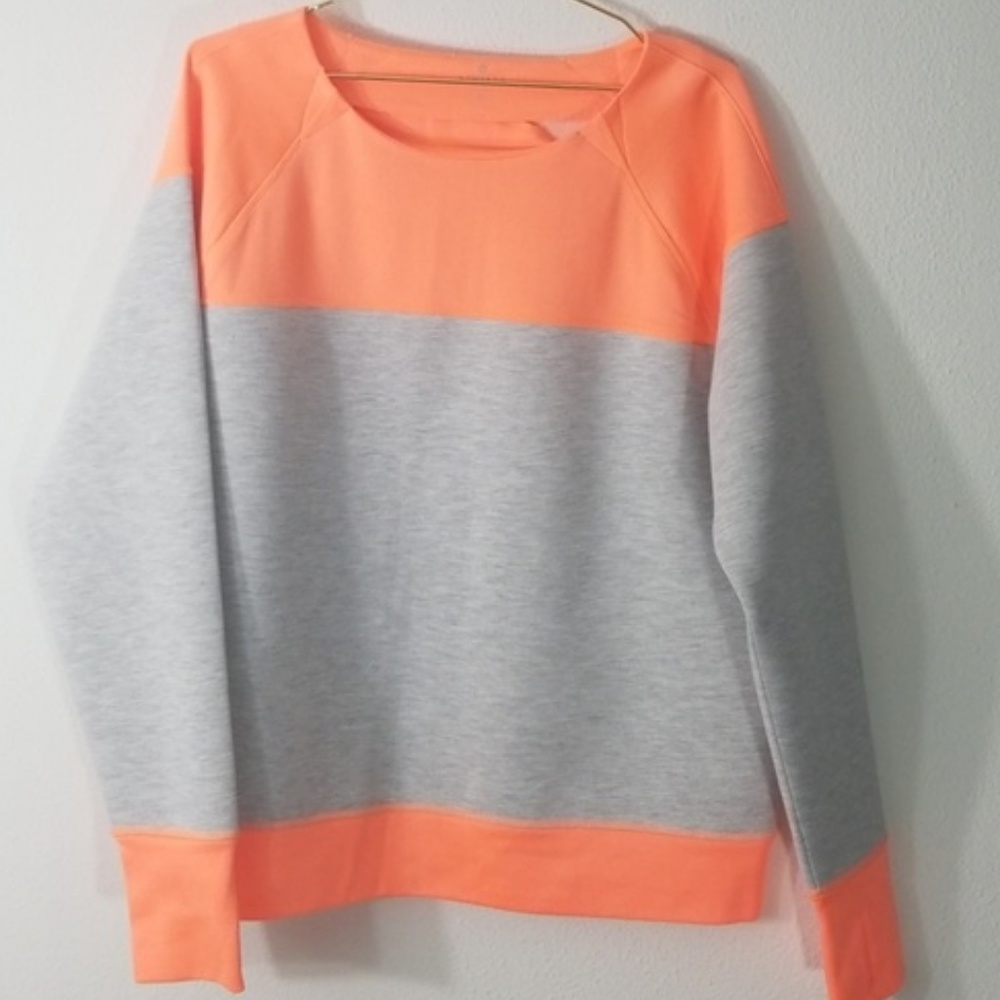 Athleta Fuse Sweatshirt Orange/Grey XL like new